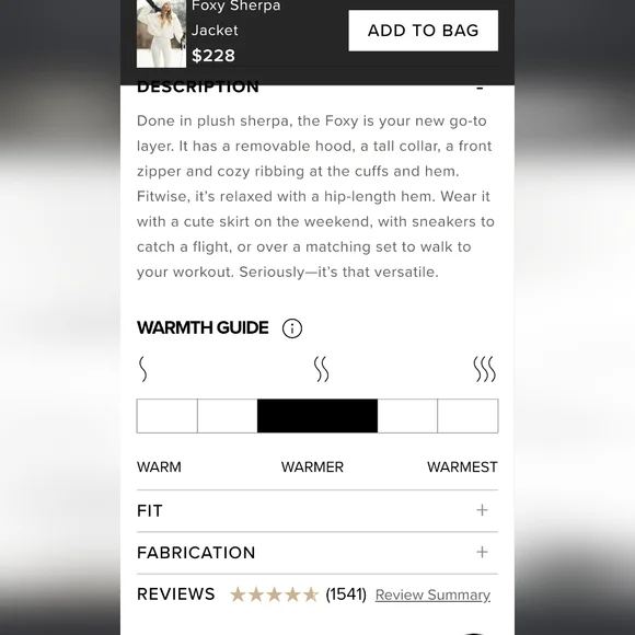 ALO Yoga Foxy Sherpa Jacket Ivory Size XS - Picture 8 of 12